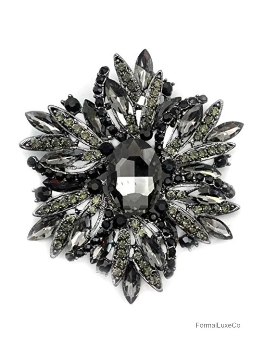 Large Crystal Floral Brooch Pin for Scarf Hat Shawl Coat Decoration